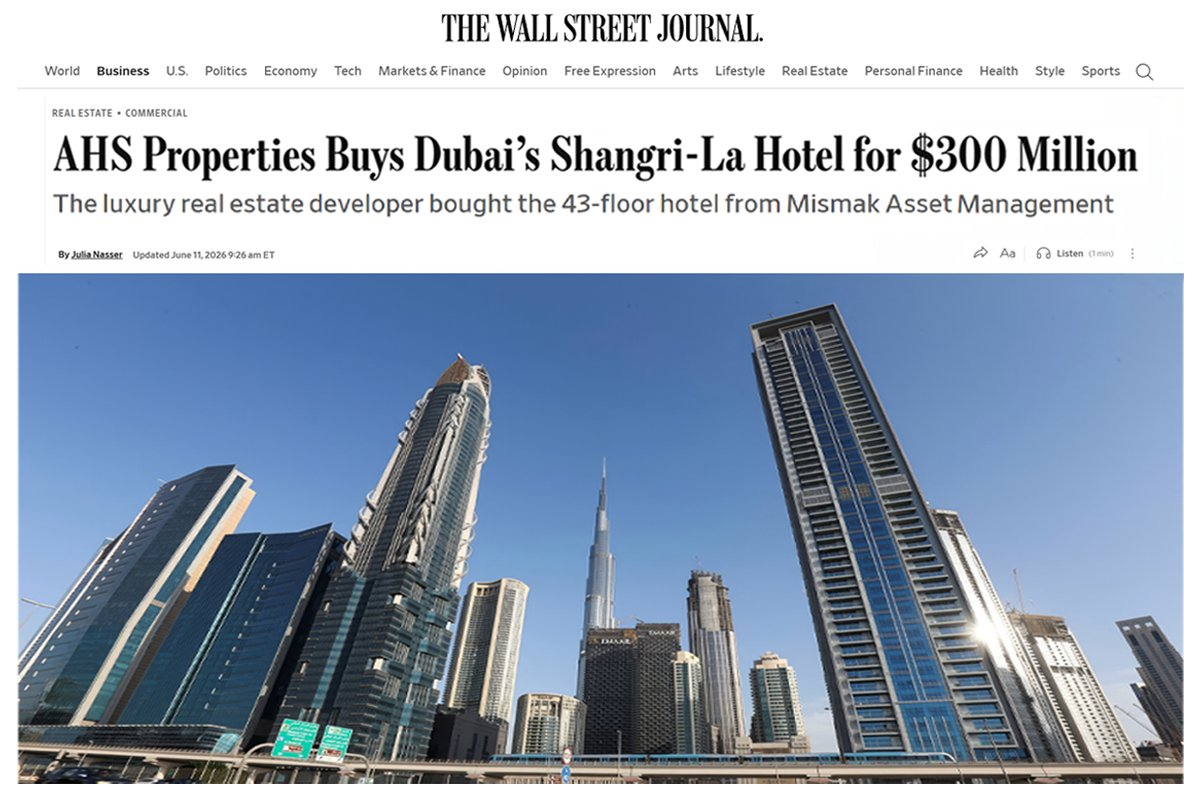 AHS Properties Buys Dubai’s Shangri-La Hotel for $300 Million